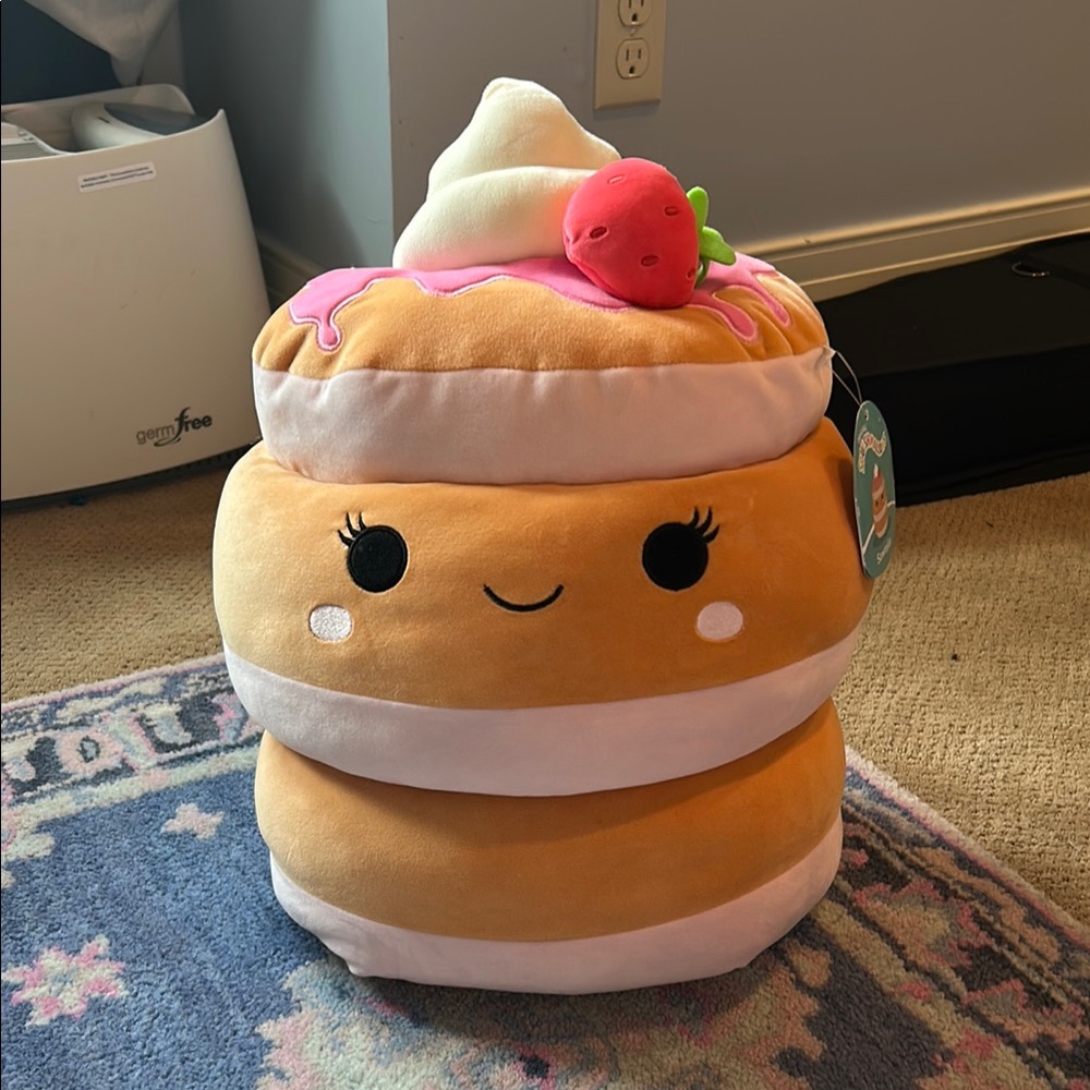 Squishmallow Cute Pancake Plush with Strawberry Topper